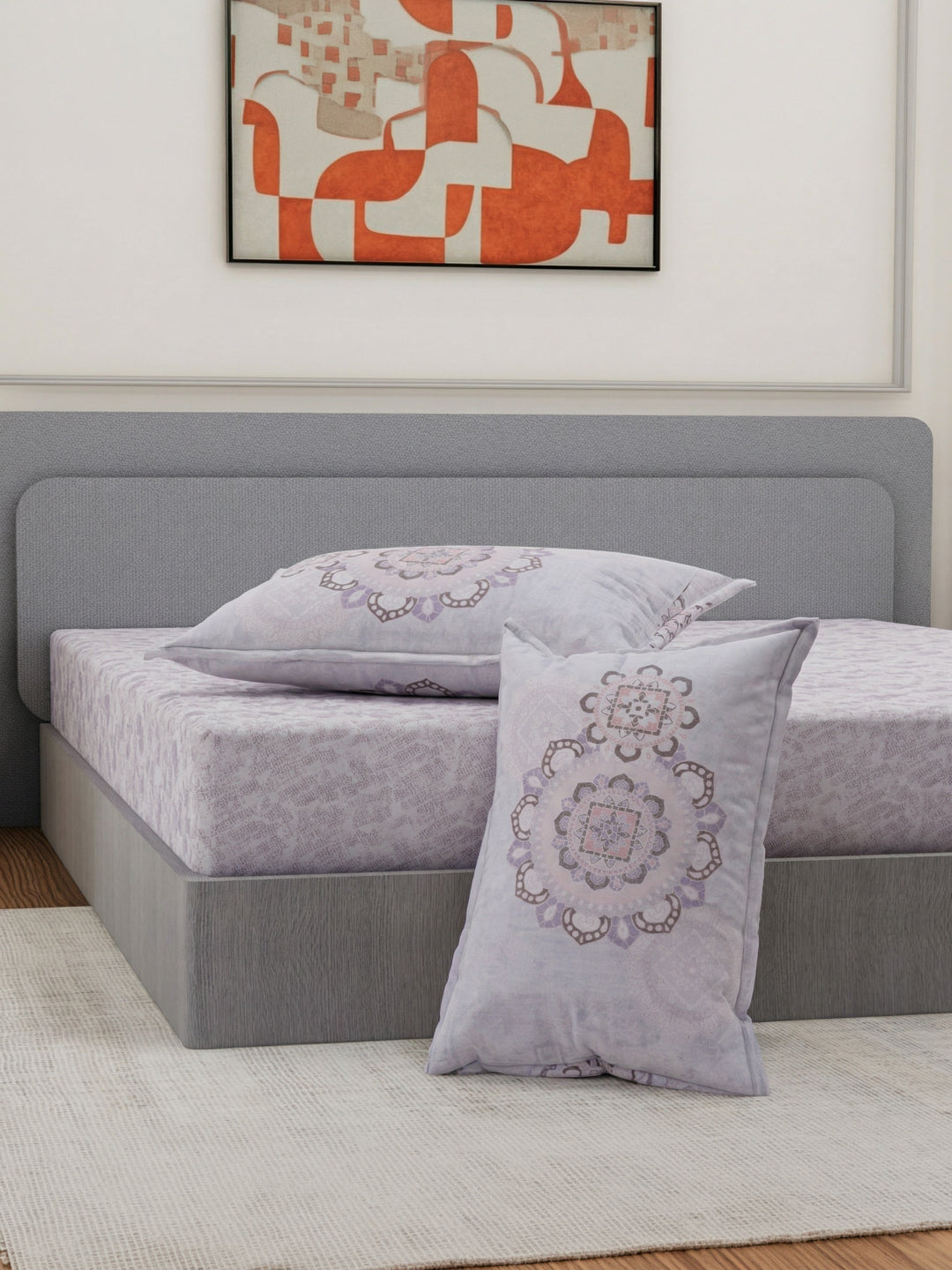 144 TC Pure Cotton King Size Bedsheet with 2 Pillow Covers Sensations Collection