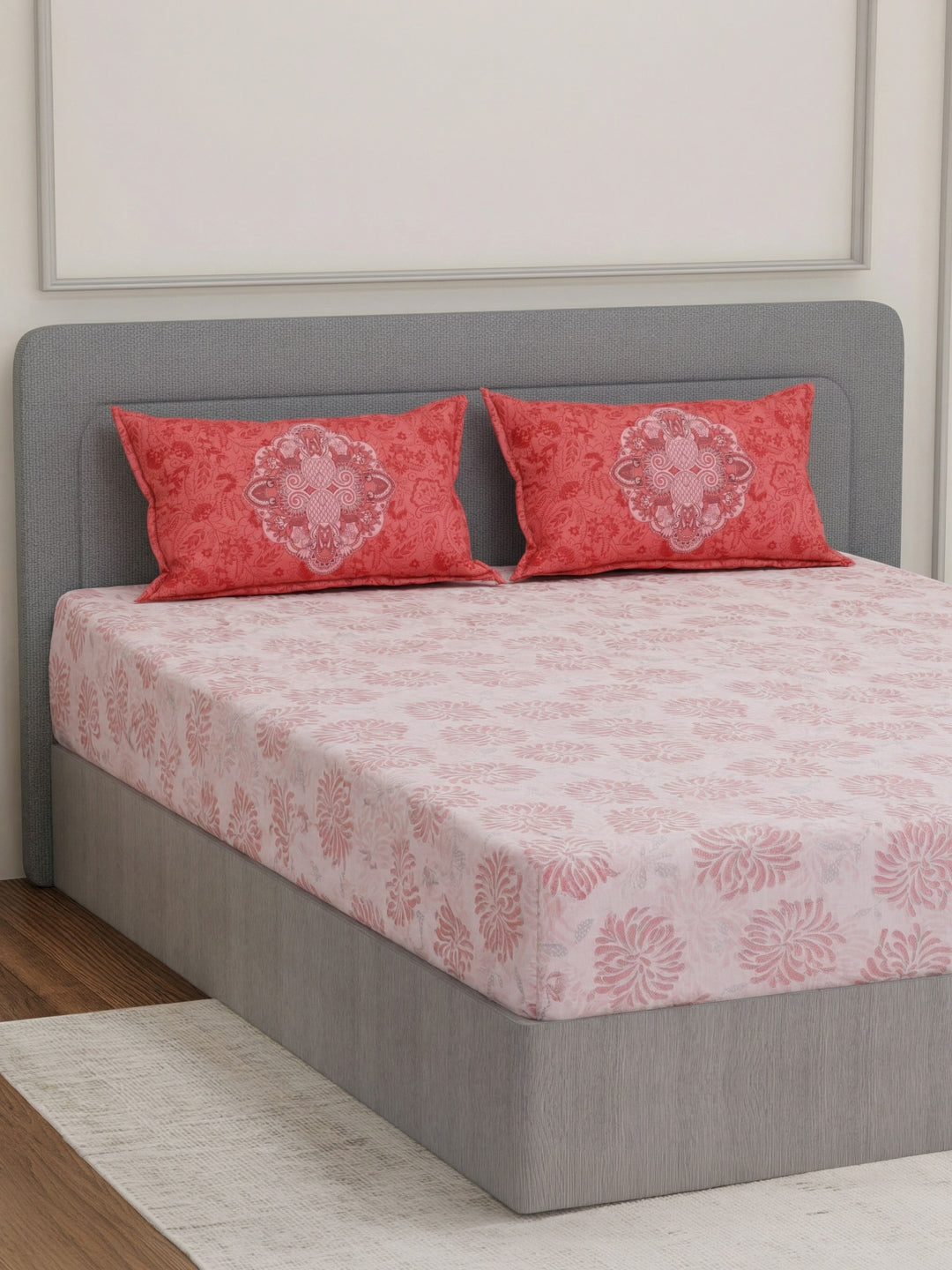 144 TC Pure Cotton King Size Bedsheet with 2 Pillow Covers Sensations Collection