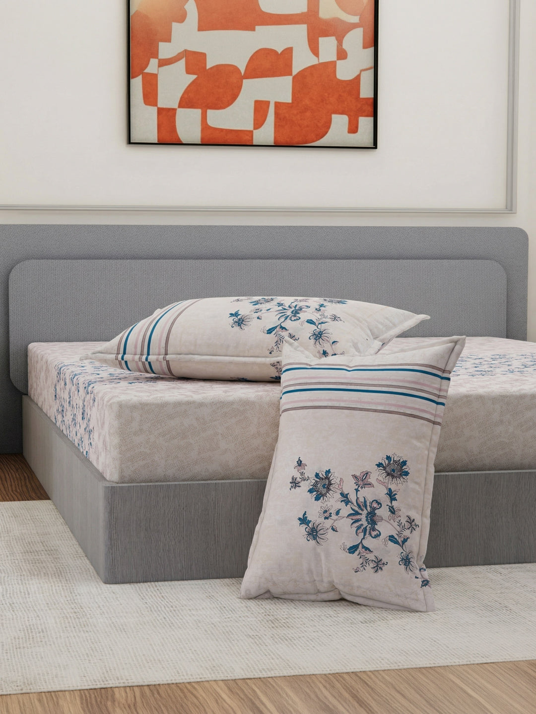 144 TC Pure Cotton King Size Bedsheet with 2 Pillow Covers Sensations Collection