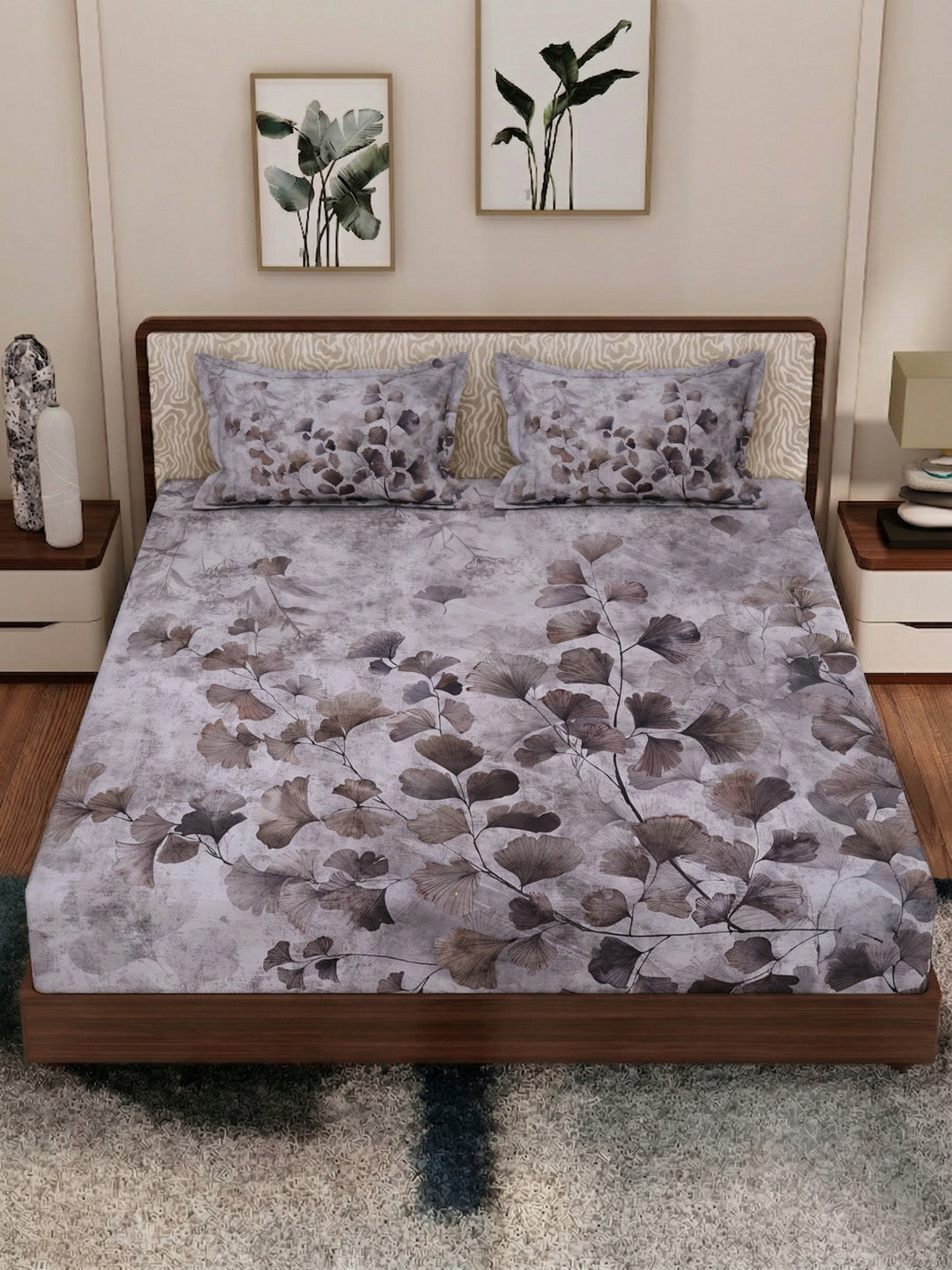 120 GSM Polyester King Size Bedsheet with 2 Pillow Covers Soft Touch Collection