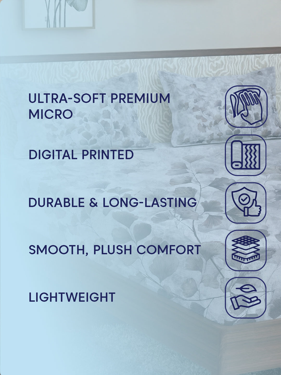 120 GSM Polyester King Size Bedsheet with 2 Pillow Covers Soft Touch Collection
