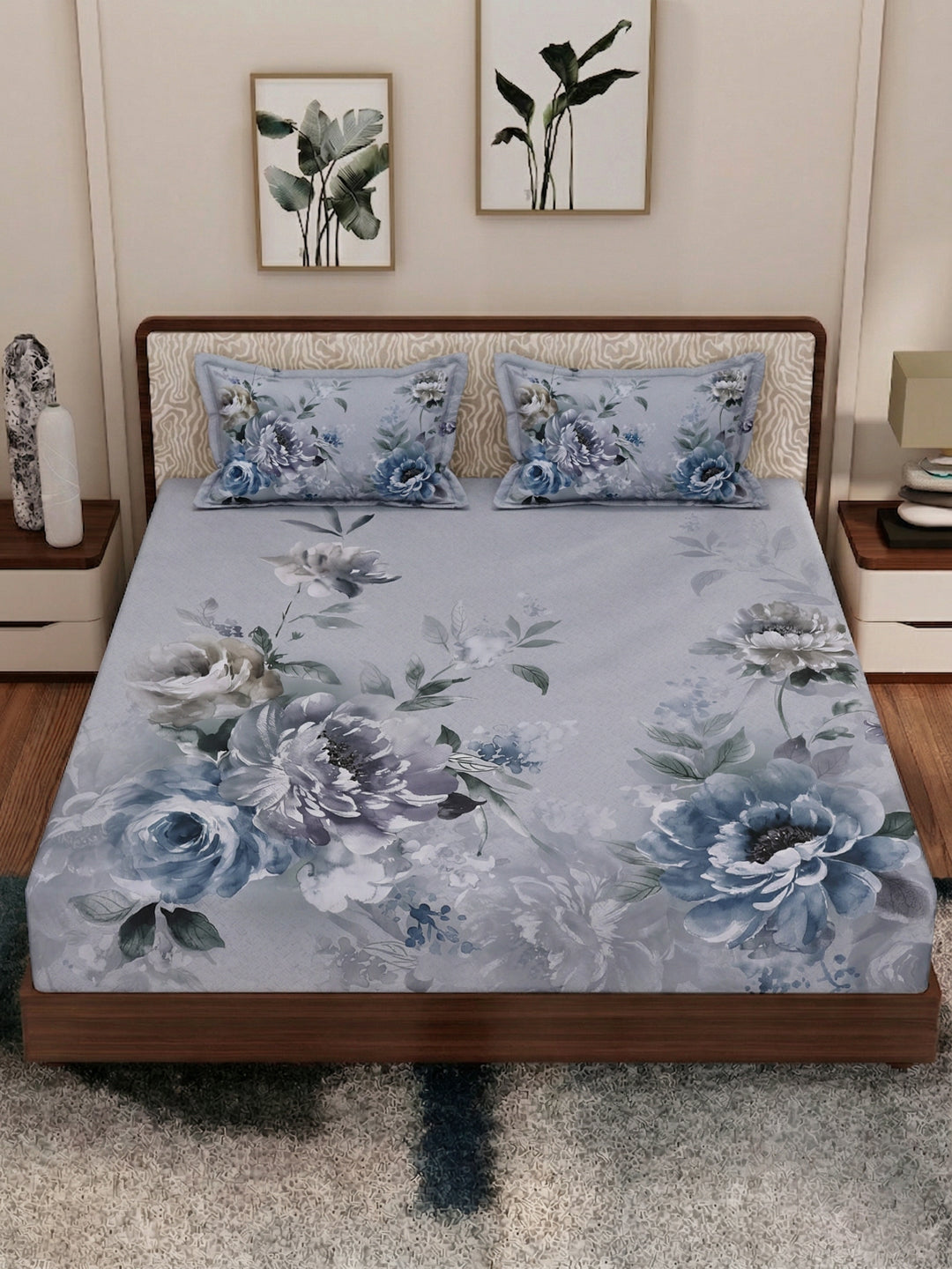 120 GSM Polyester King Size Bedsheet with 2 Pillow Covers Soft Touch Collection