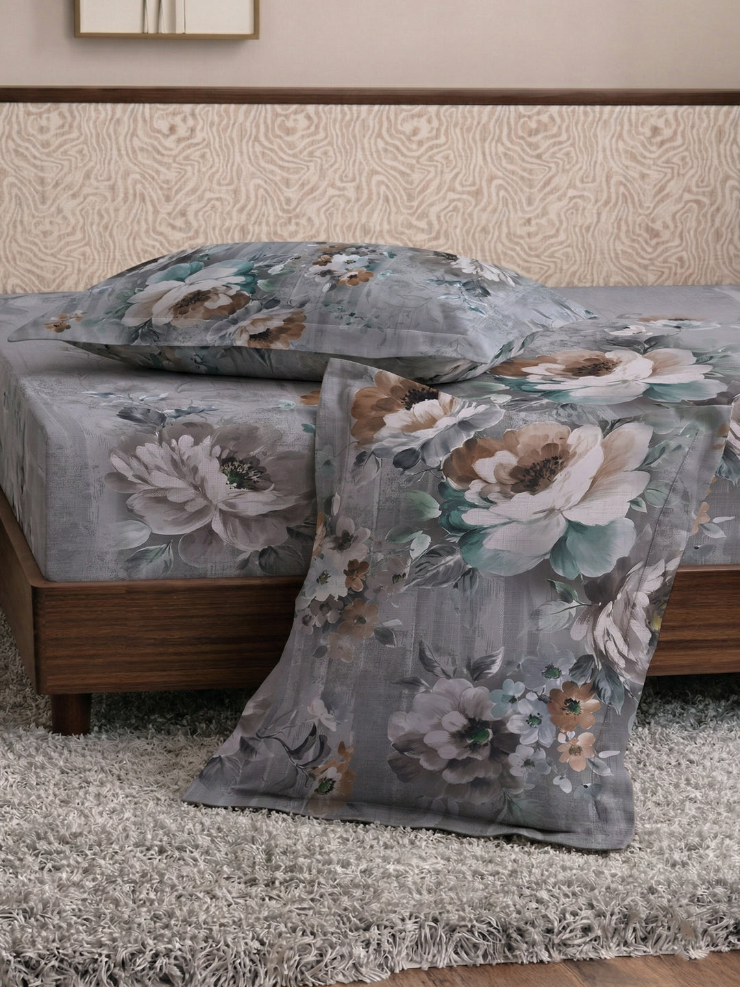 120 GSM Polyester King Size Bedsheet with 2 Pillow Covers Soft Touch Collection