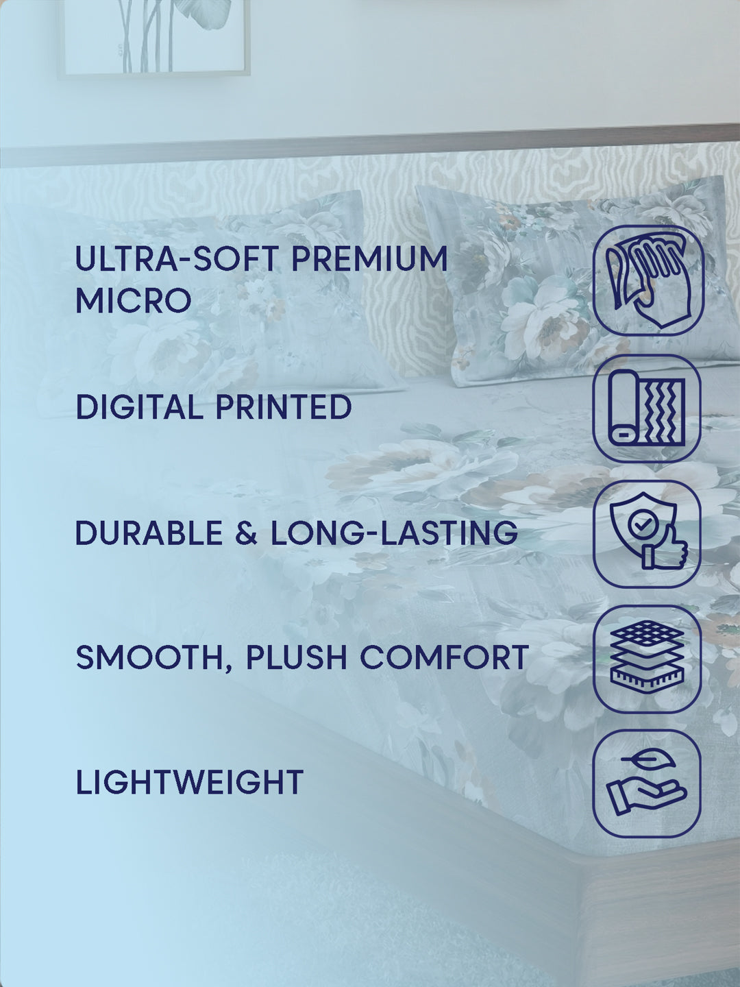 120 GSM Polyester King Size Bedsheet with 2 Pillow Covers Soft Touch Collection