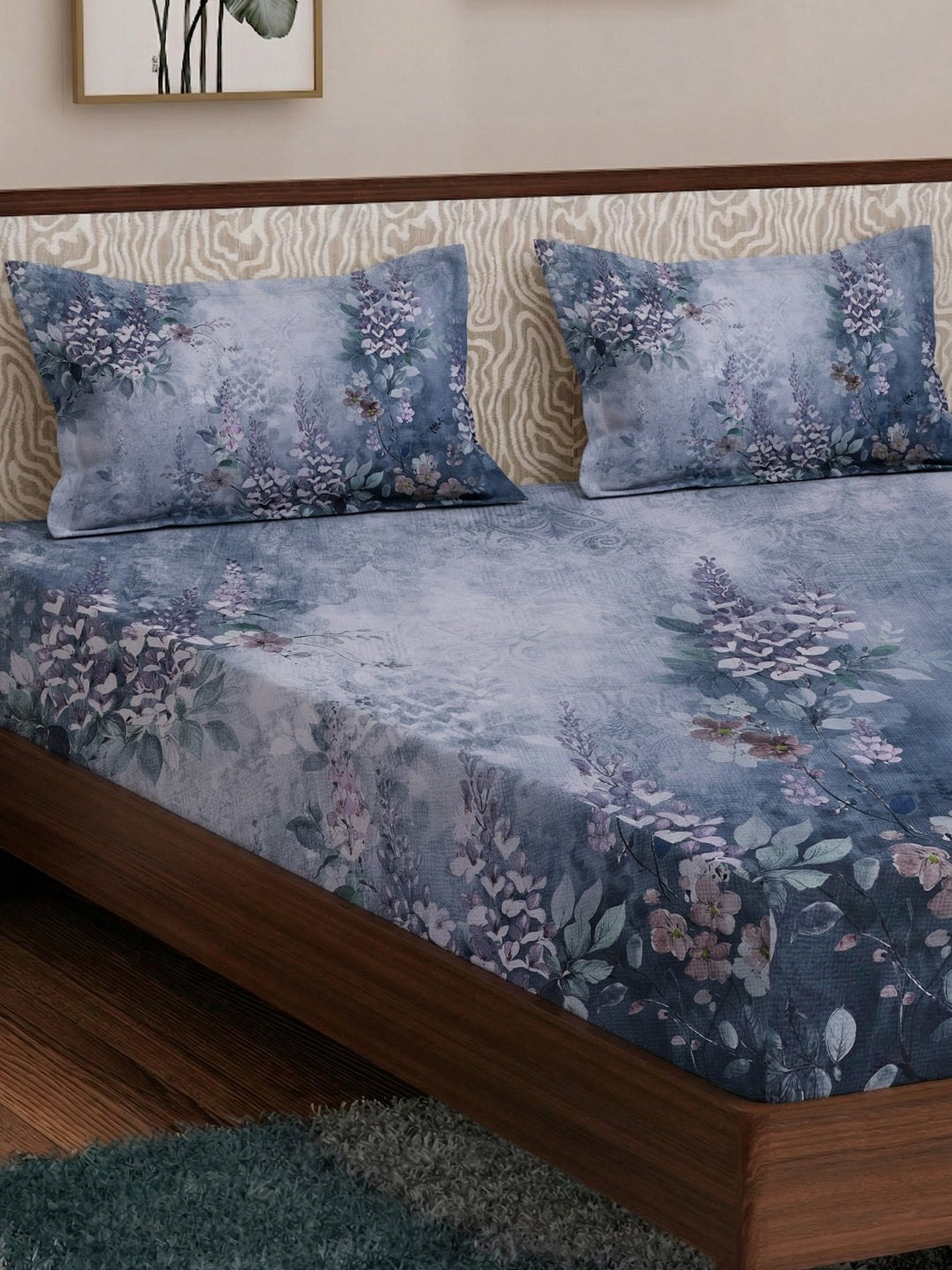 120 GSM Polyester King Size Bedsheet with 2 Pillow Covers Soft Touch Collection