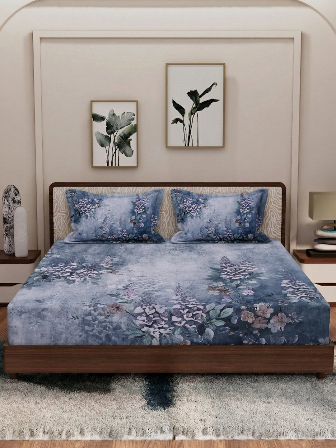 120 GSM Polyester King Size Bedsheet with 2 Pillow Covers Soft Touch Collection