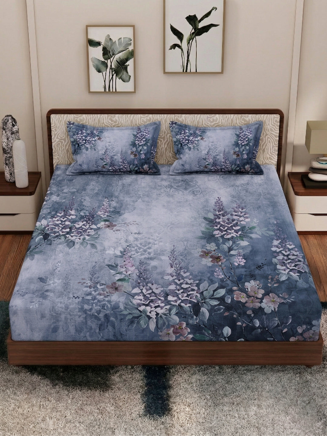 120 GSM Polyester King Size Bedsheet with 2 Pillow Covers Soft Touch Collection