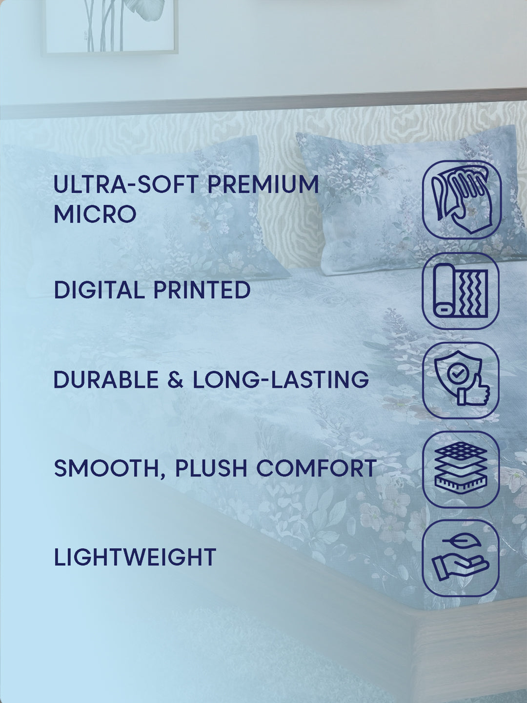 120 GSM Polyester King Size Bedsheet with 2 Pillow Covers Soft Touch Collection