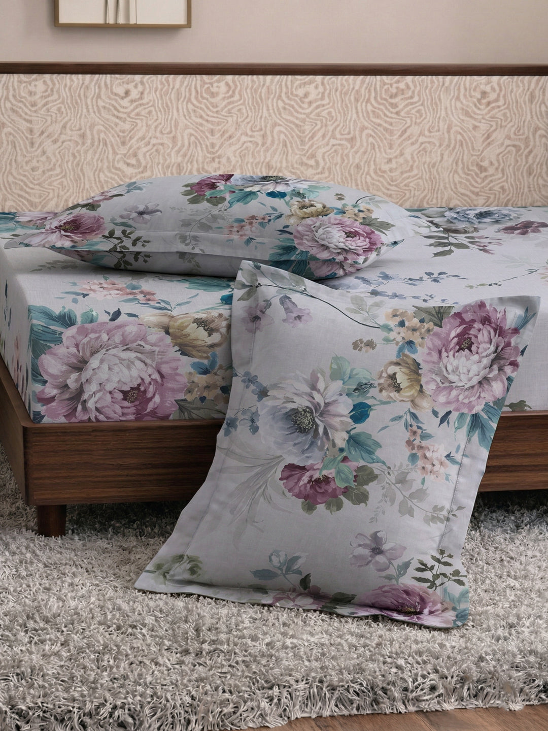 120 GSM Polyester King Size Bedsheet with 2 Pillow Covers Soft Touch Collection