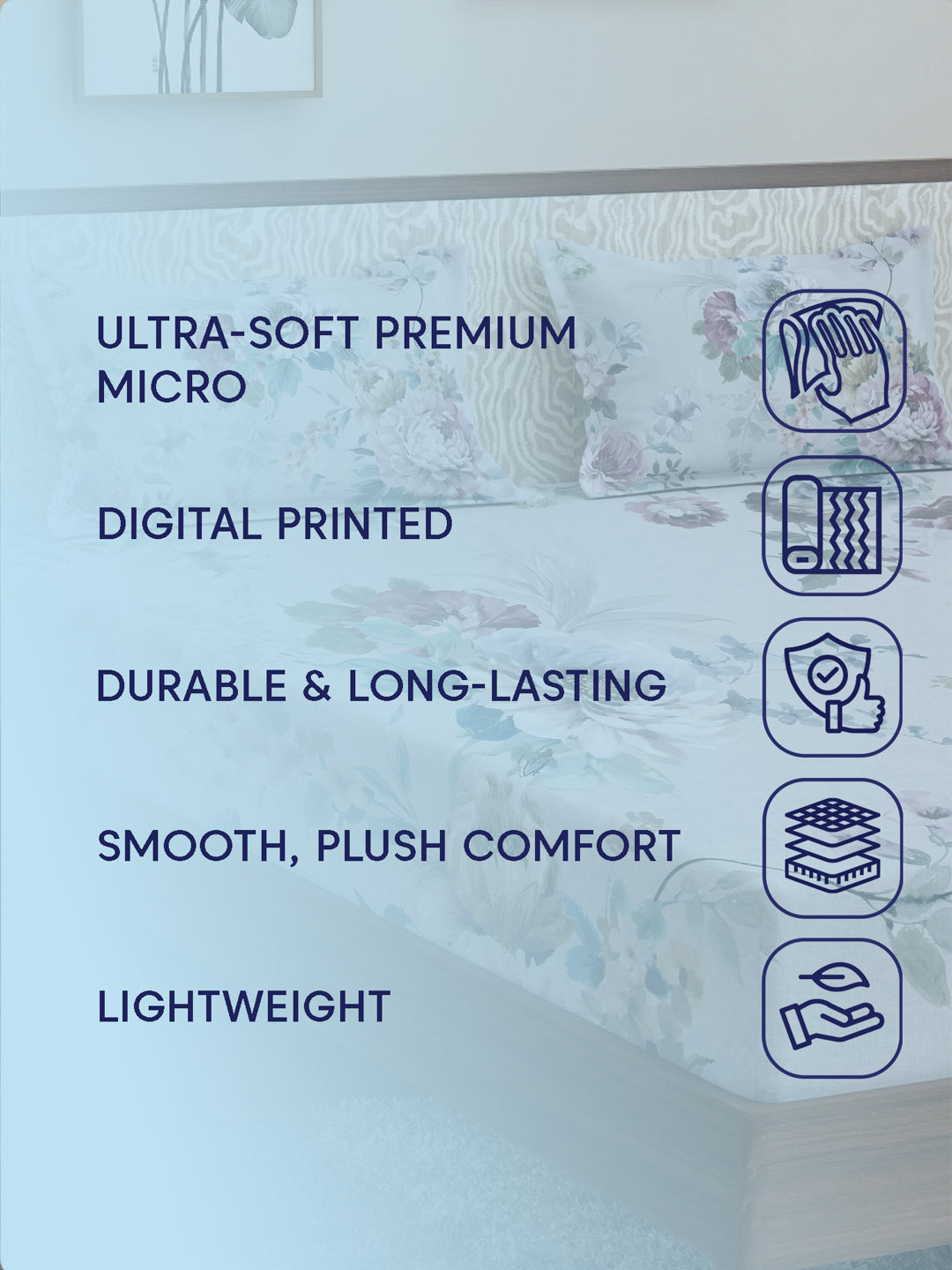 120 GSM Polyester King Size Bedsheet with 2 Pillow Covers Soft Touch Collection