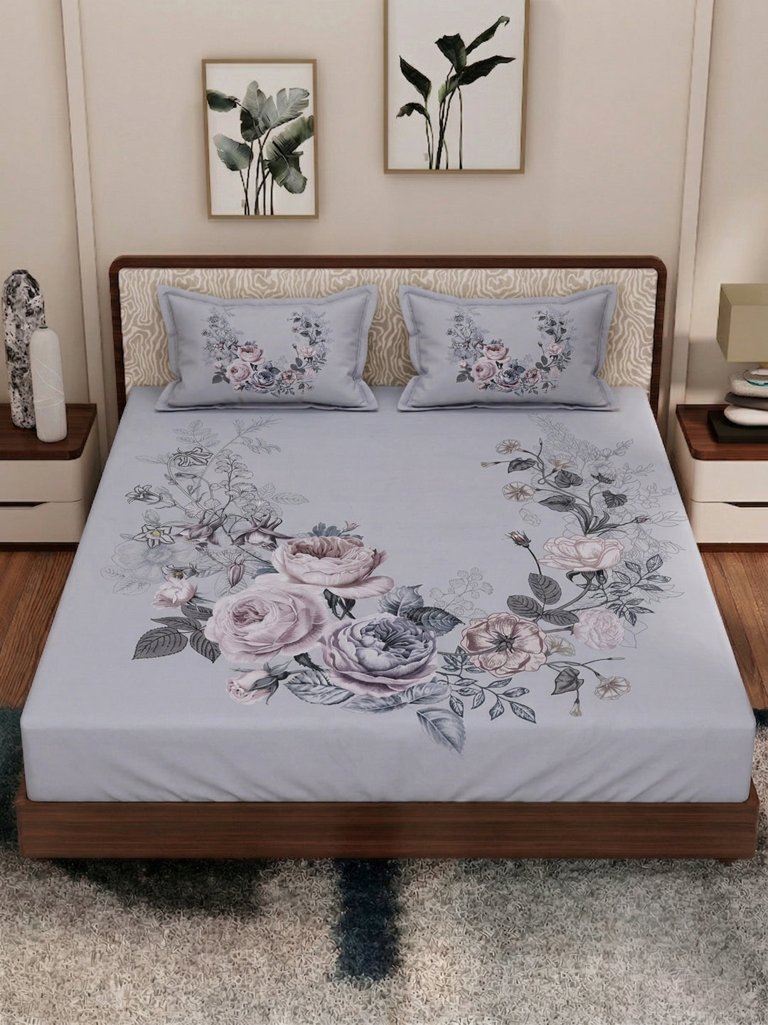 120 GSM Polyester King Size Bedsheet with 2 Pillow Covers Soft Touch Collection