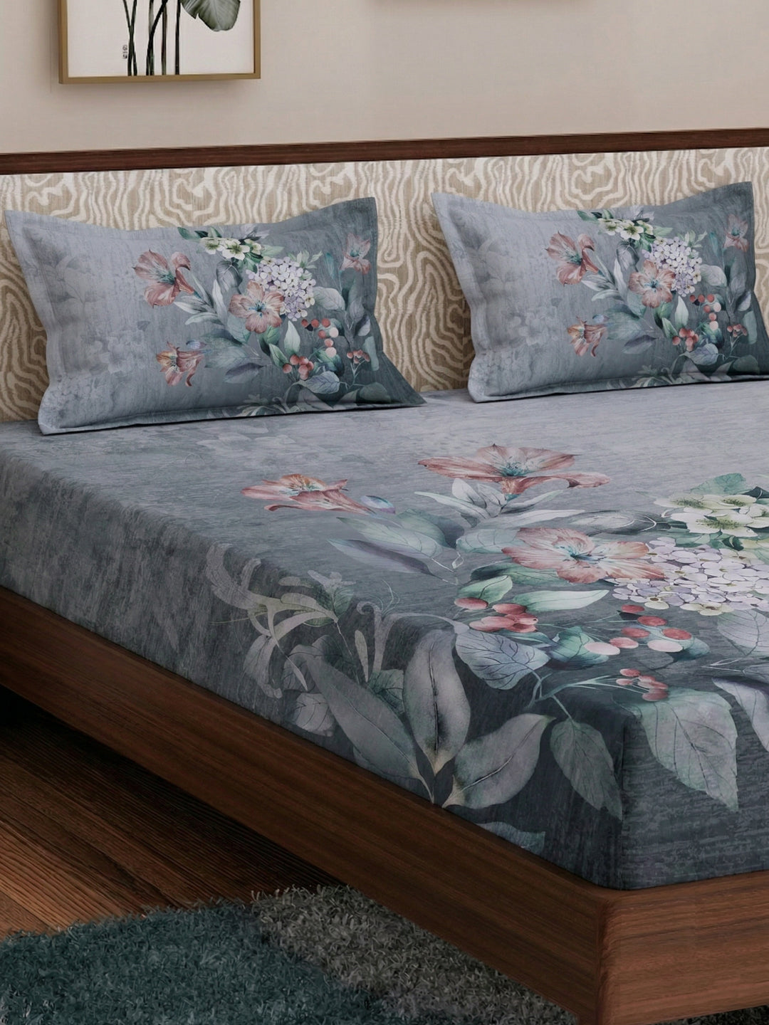 120 GSM Polyester King Size Bedsheet with 2 Pillow Covers Soft Touch Collection