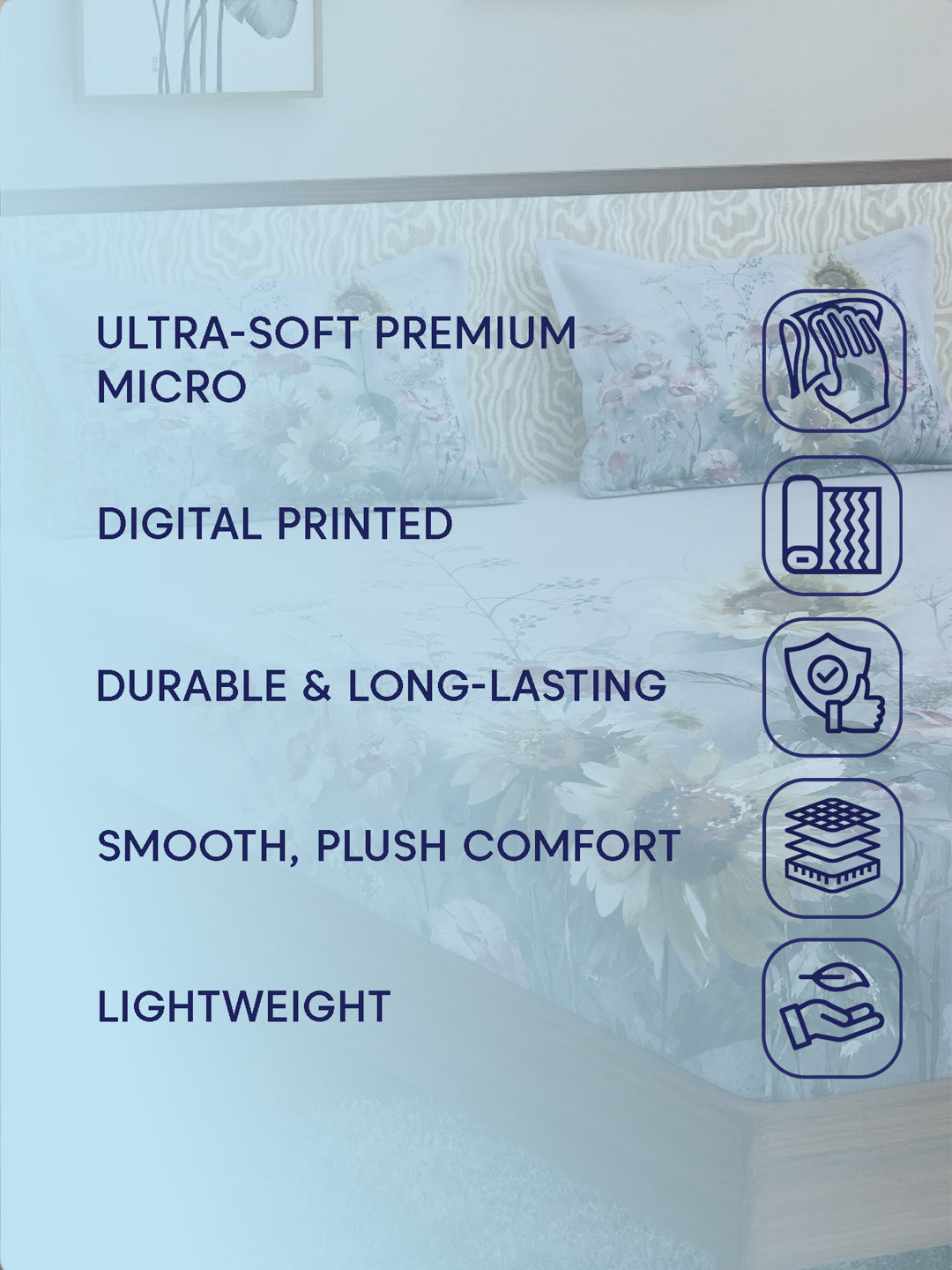 120 GSM Polyester King Size Bedsheet with 2 Pillow Covers Soft Touch Collection