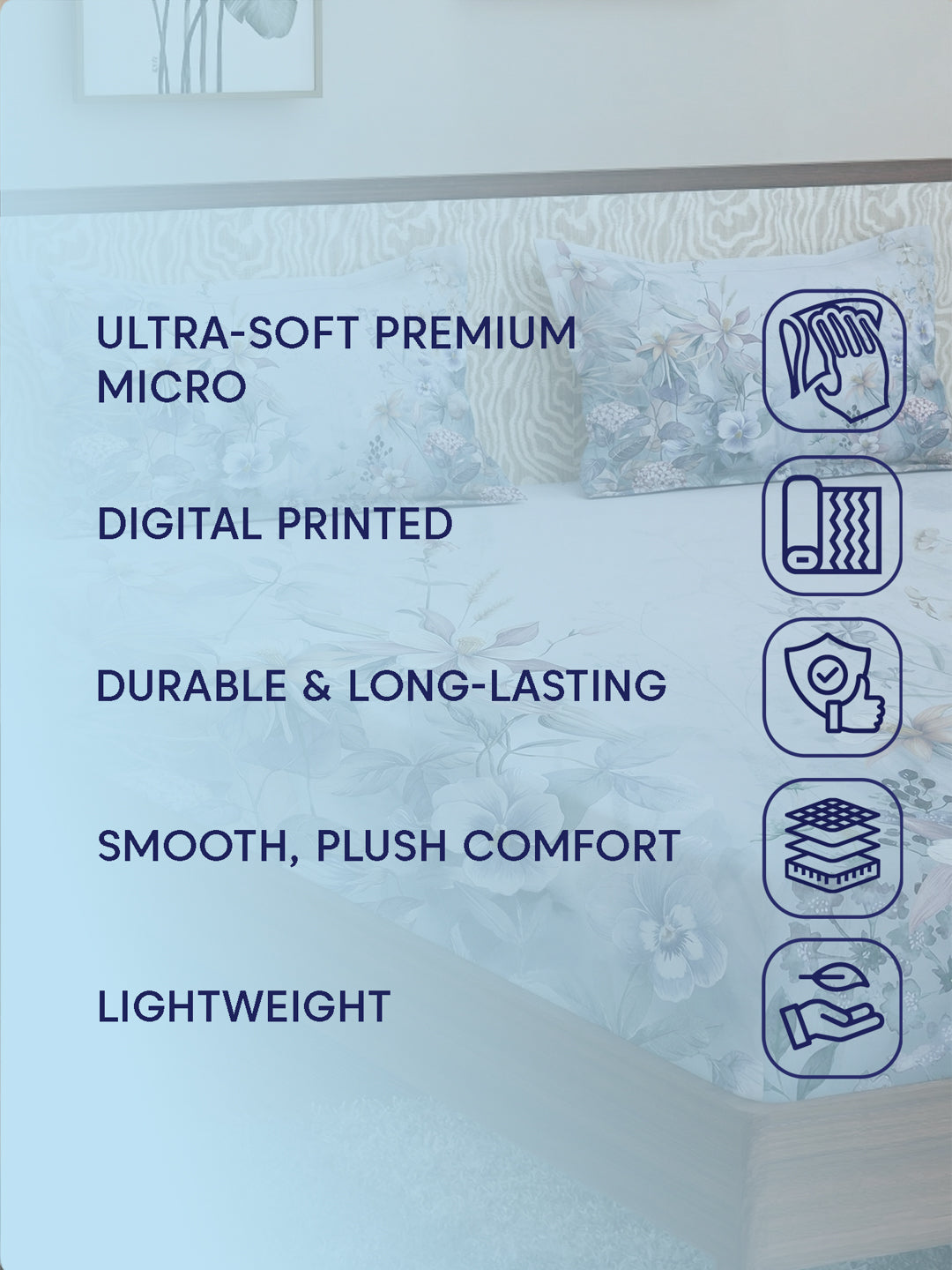 120 GSM Polyester King Size Bedsheet with 2 Pillow Covers Soft Touch Collection