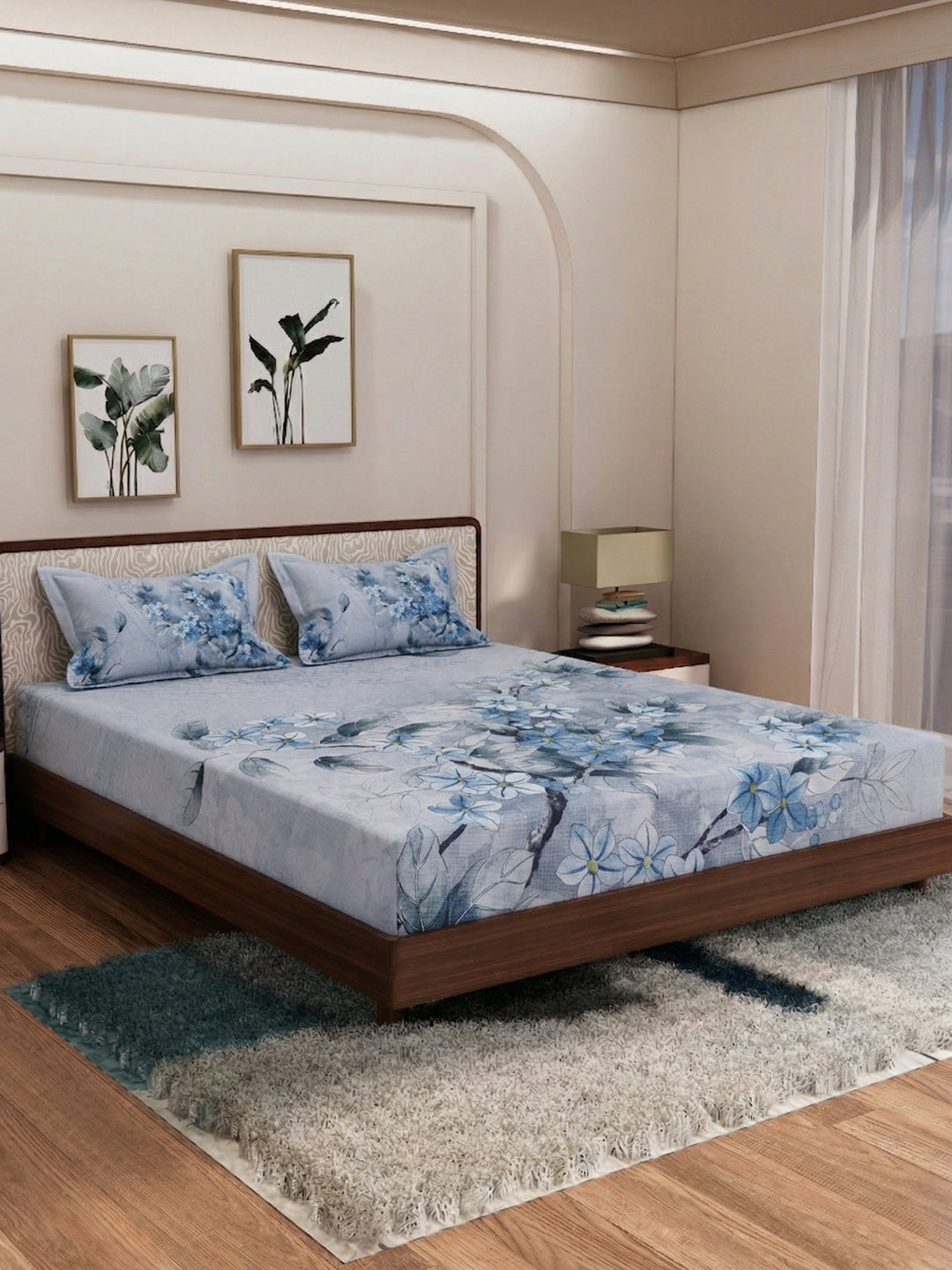 120 GSM Polyester King Size Bedsheet with 2 Pillow Covers Soft Touch Collection