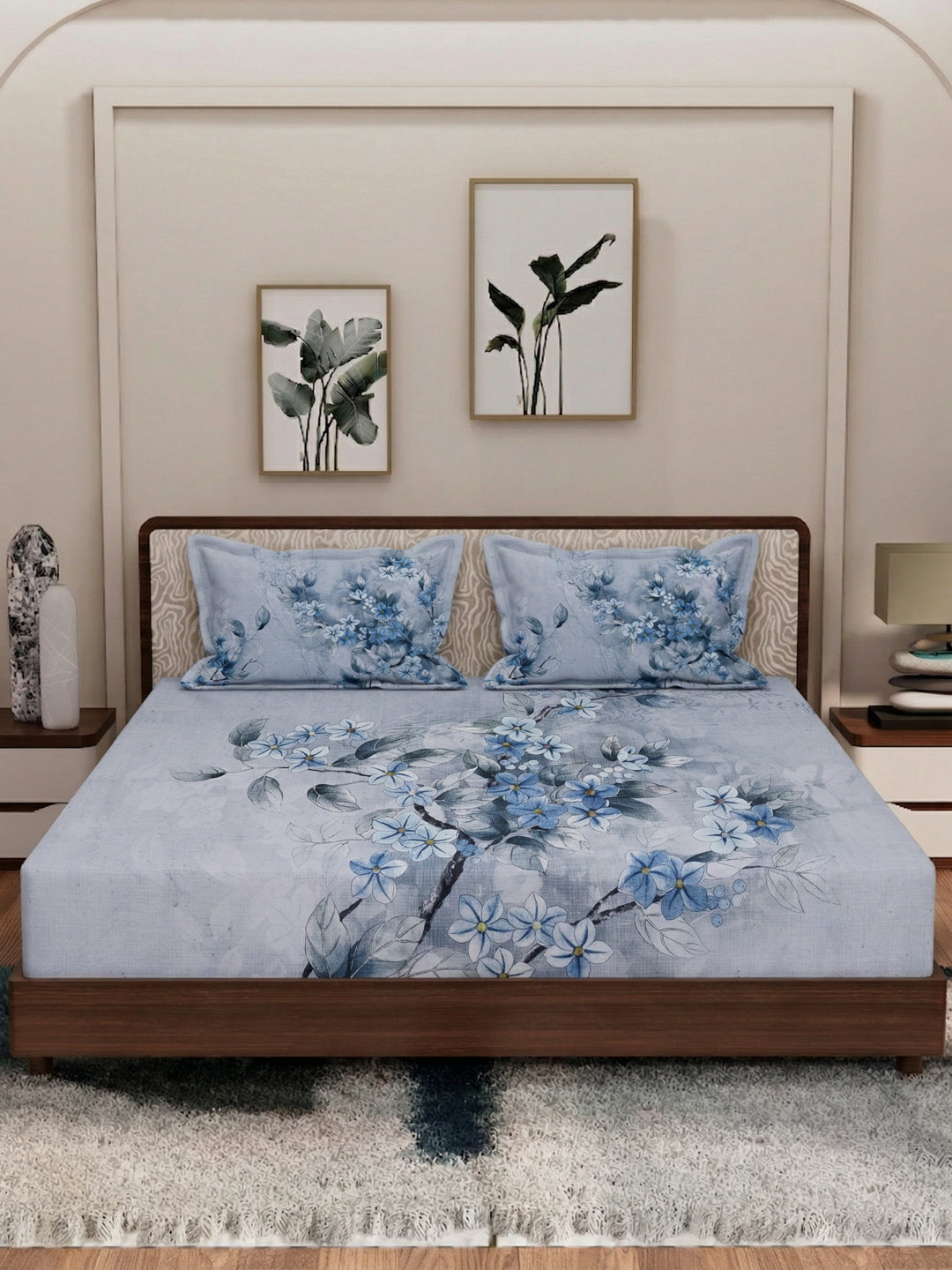 120 GSM Polyester King Size Bedsheet with 2 Pillow Covers Soft Touch Collection