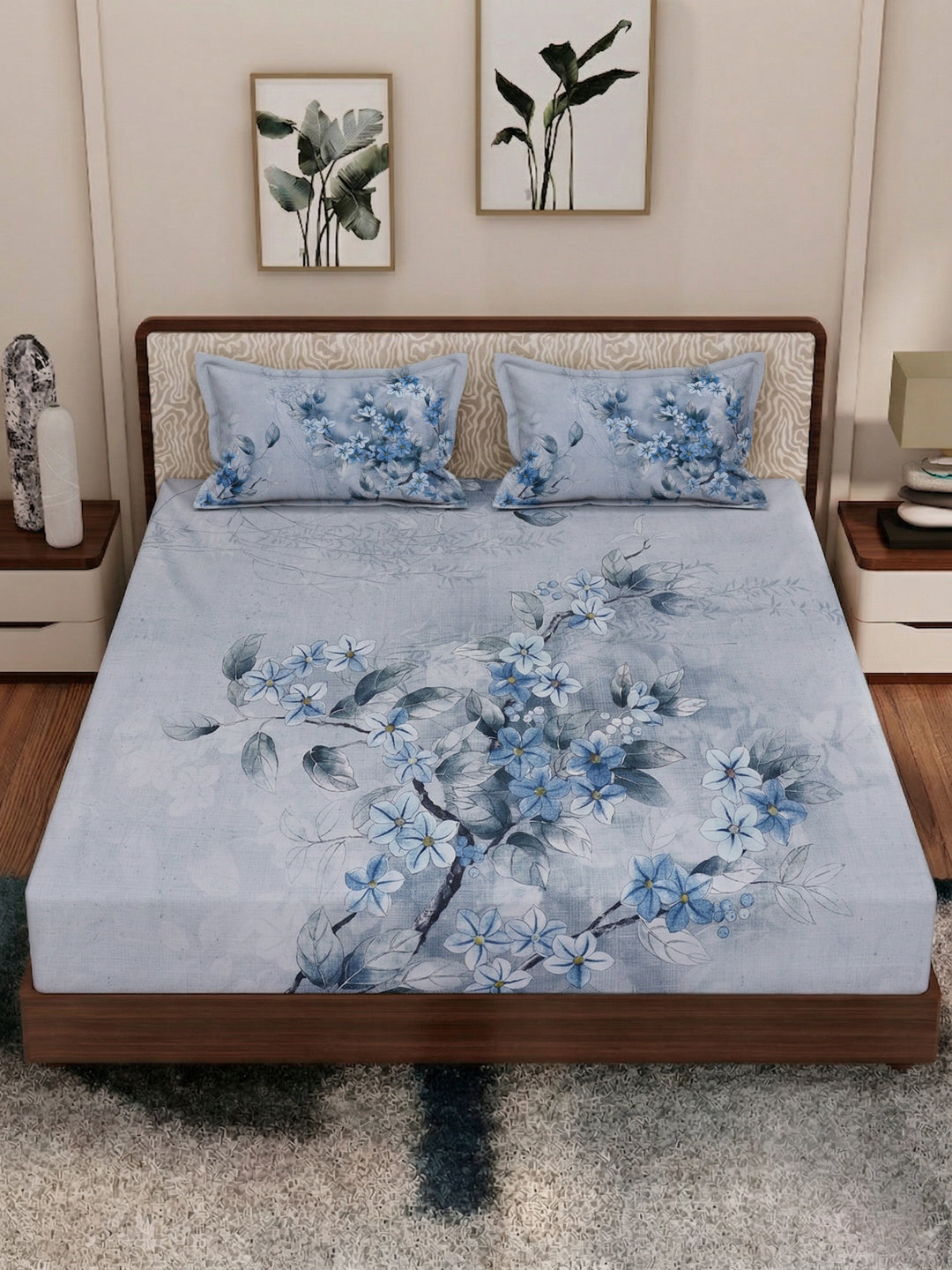 120 GSM Polyester King Size Bedsheet with 2 Pillow Covers Soft Touch Collection