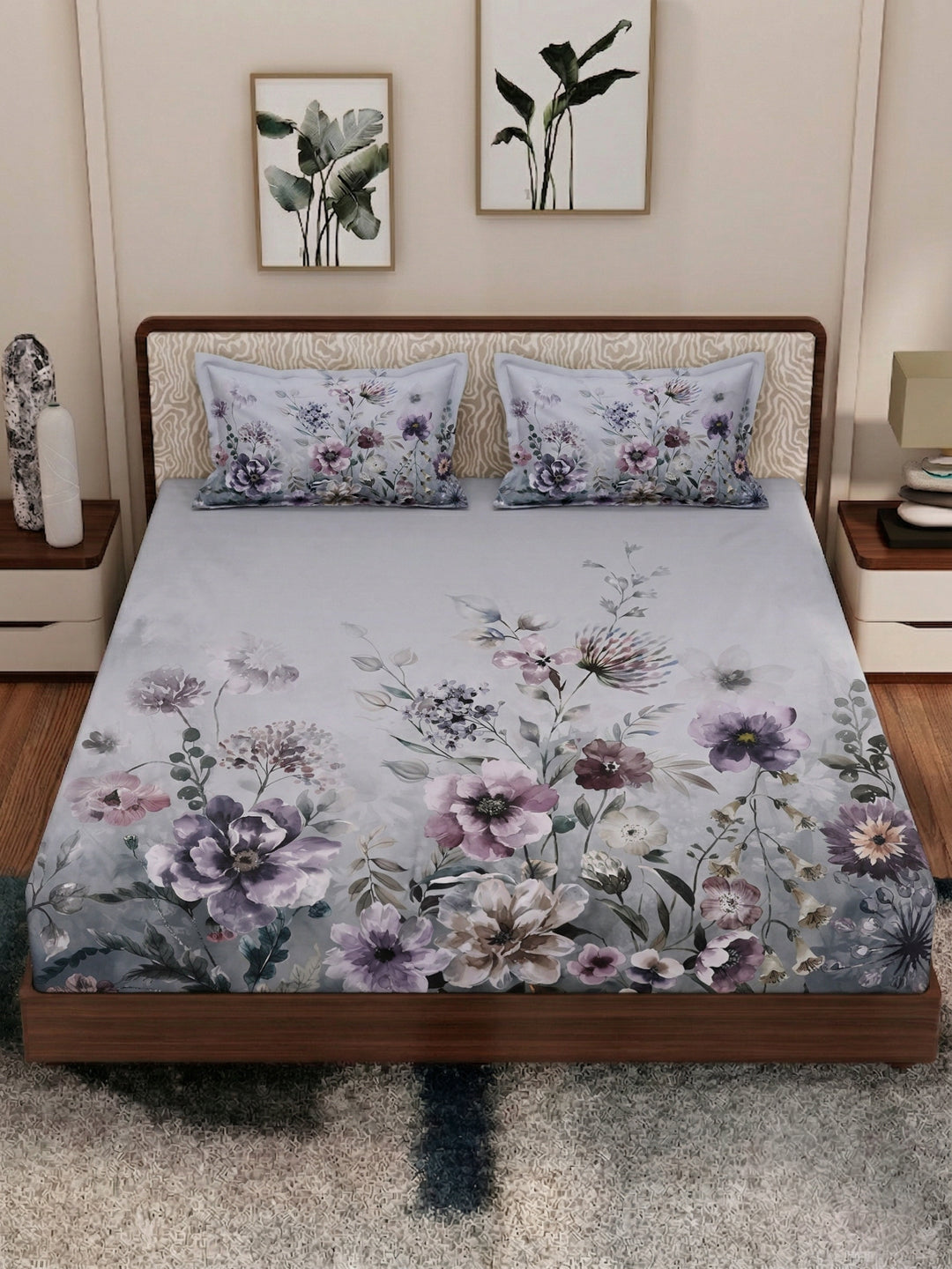 120 GSM Polyester King Size Bedsheet with 2 Pillow Covers Soft Touch Collection