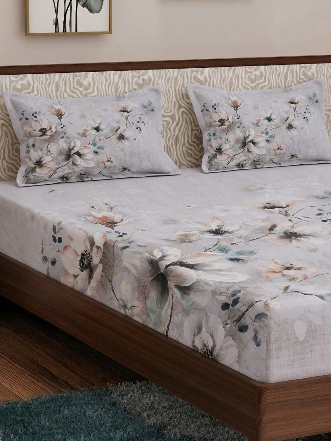 120 GSM Polyester King Size Bedsheet with 2 Pillow Covers Soft Touch Collection