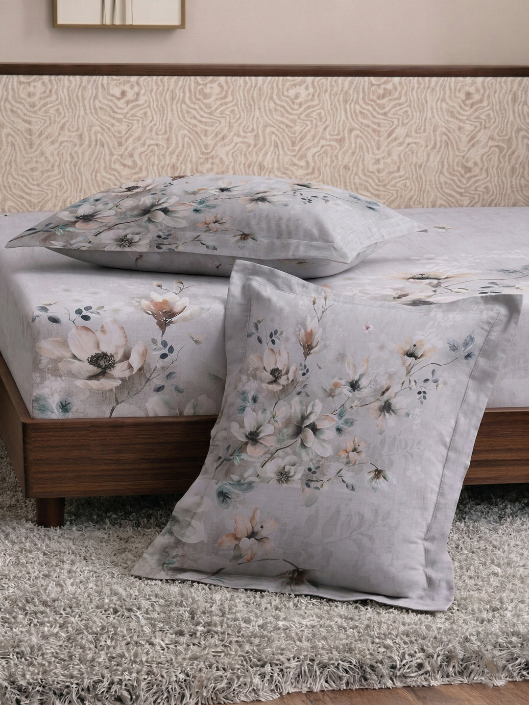 120 GSM Polyester King Size Bedsheet with 2 Pillow Covers Soft Touch Collection