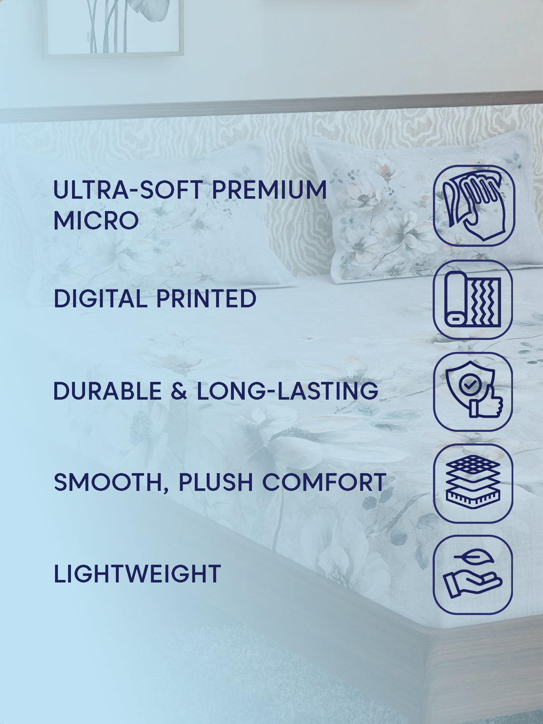 120 GSM Polyester King Size Bedsheet with 2 Pillow Covers Soft Touch Collection