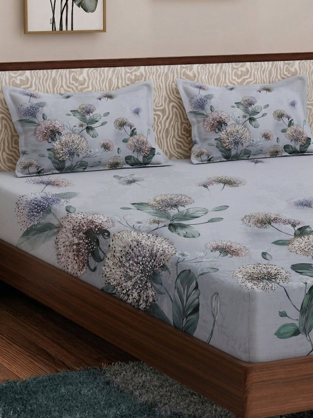 120 GSM Polyester King Size Bedsheet with 2 Pillow Covers Soft Touch Collection