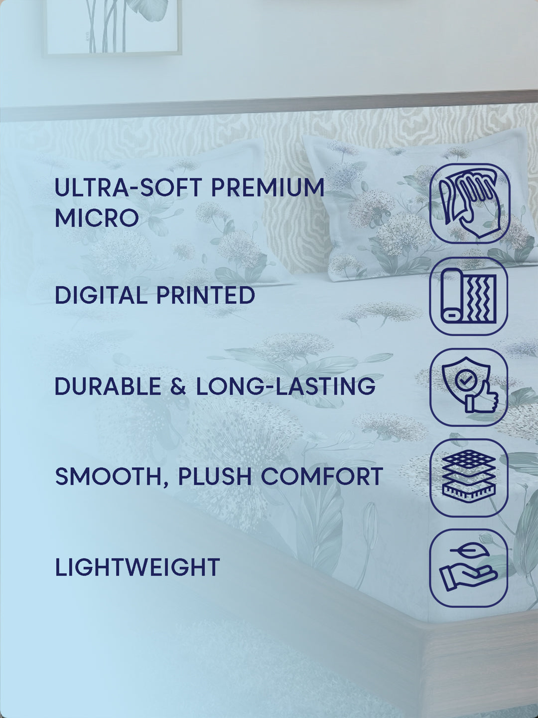 120 GSM Polyester King Size Bedsheet with 2 Pillow Covers Soft Touch Collection