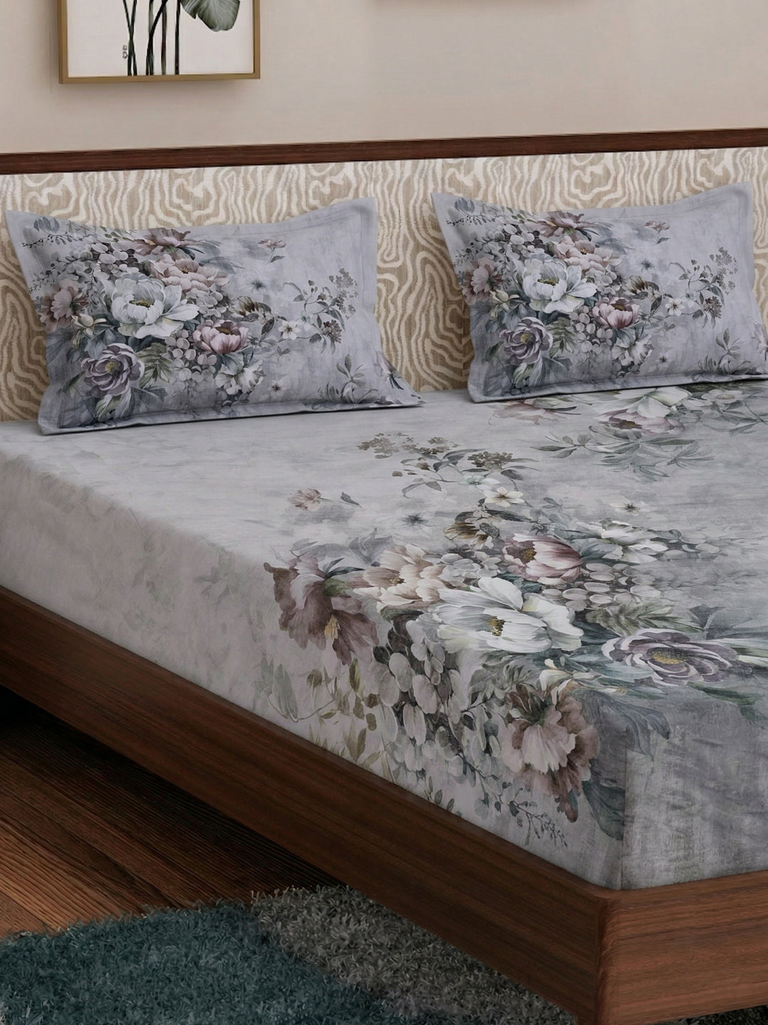 120 GSM Polyester King Size Bedsheet with 2 Pillow Covers Soft Touch Collection