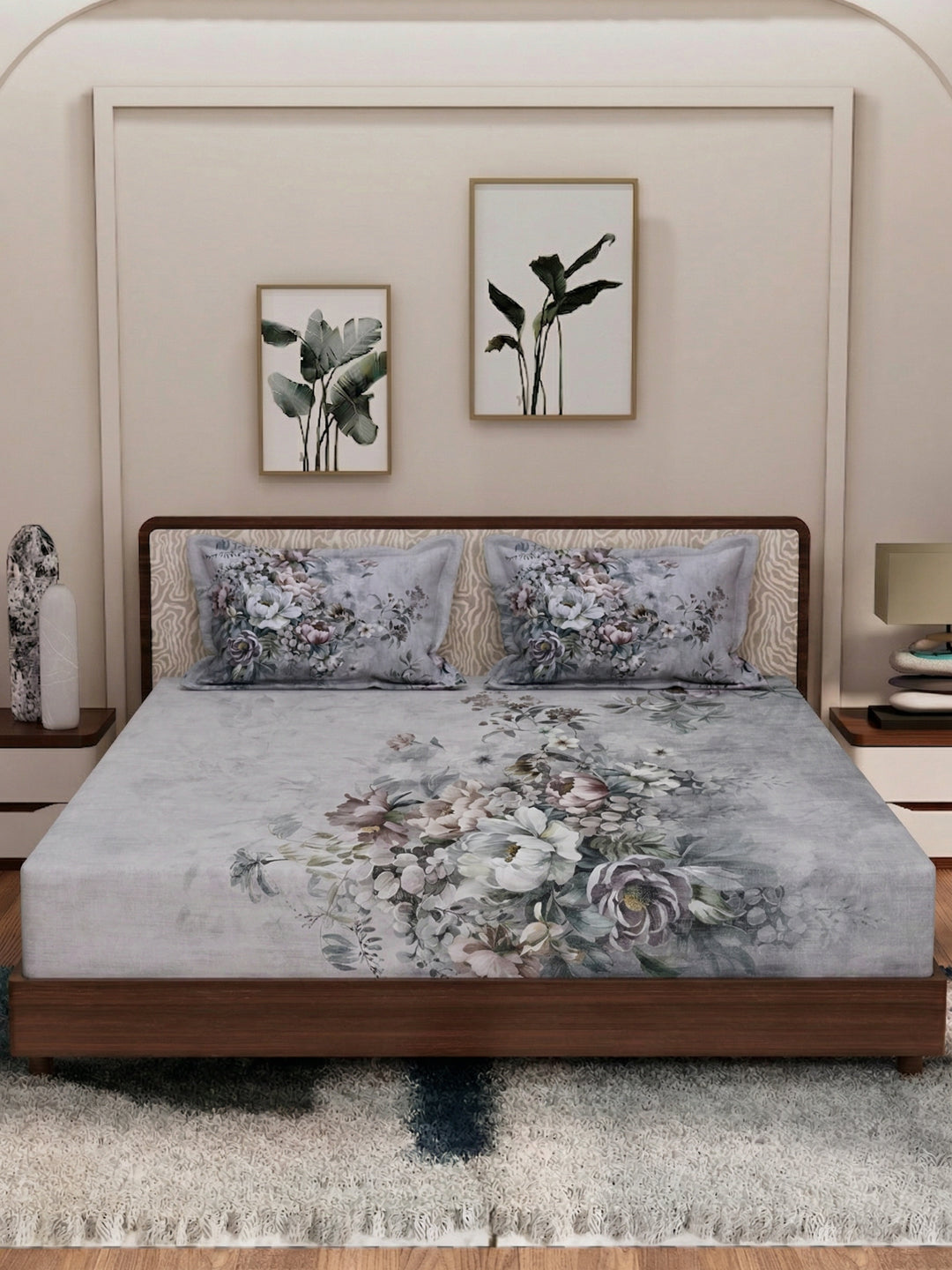 120 GSM Polyester King Size Bedsheet with 2 Pillow Covers Soft Touch Collection