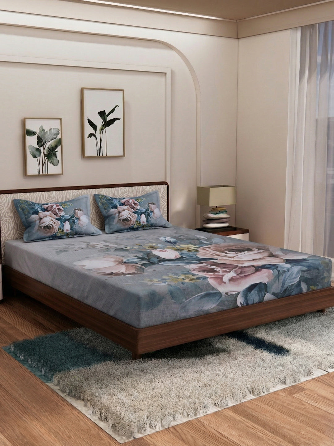 120 GSM Polyester King Size Bedsheet with 2 Pillow Covers Soft Touch Collection