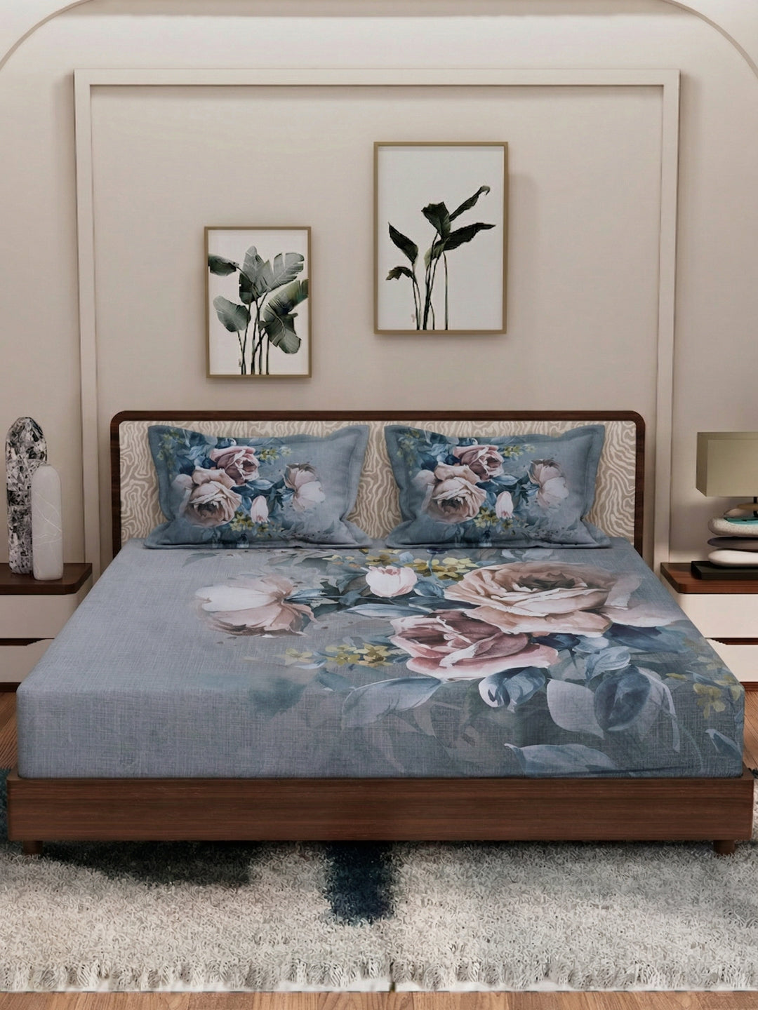 120 GSM Polyester King Size Bedsheet with 2 Pillow Covers Soft Touch Collection