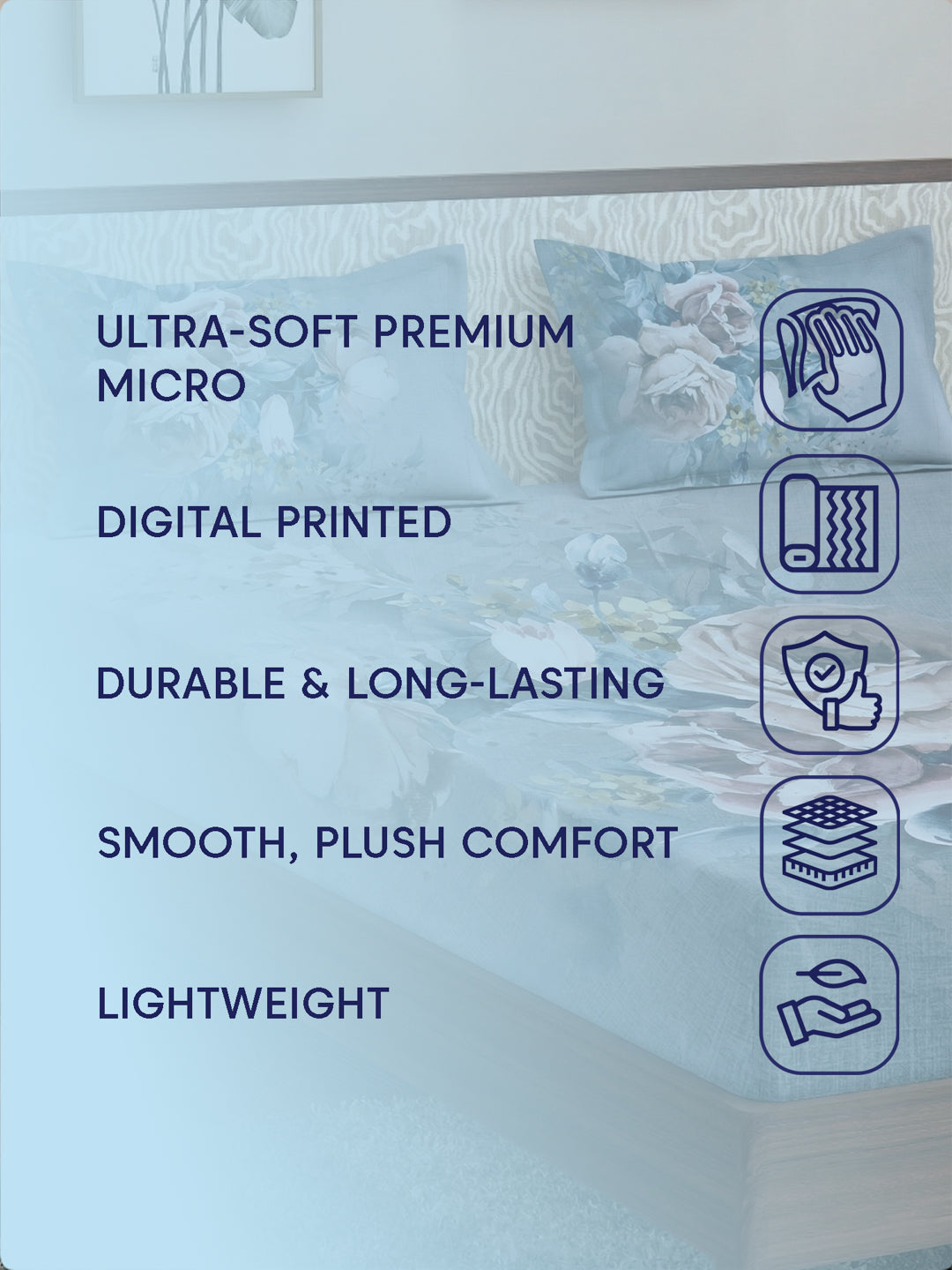 120 GSM Polyester King Size Bedsheet with 2 Pillow Covers Soft Touch Collection