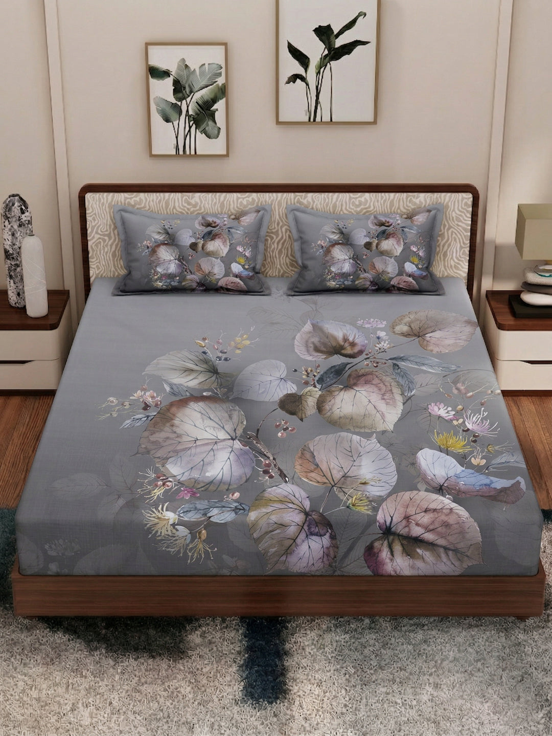 120 GSM Polyester King Size Bedsheet with 2 Pillow Covers Soft Touch Collection