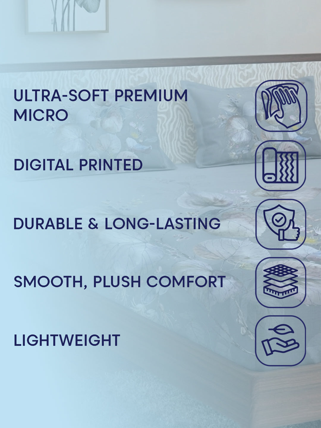 120 GSM Polyester King Size Bedsheet with 2 Pillow Covers Soft Touch Collection