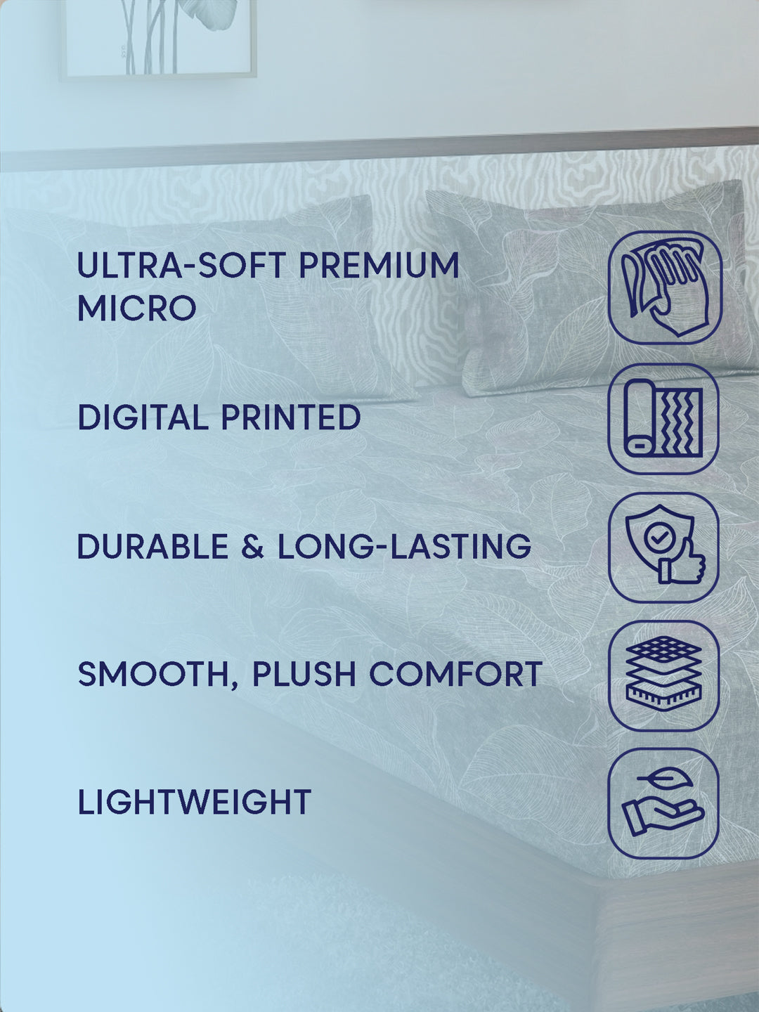 120 GSM Polyester King Size Bedsheet with 2 Pillow Covers Textura Jacquard Collection