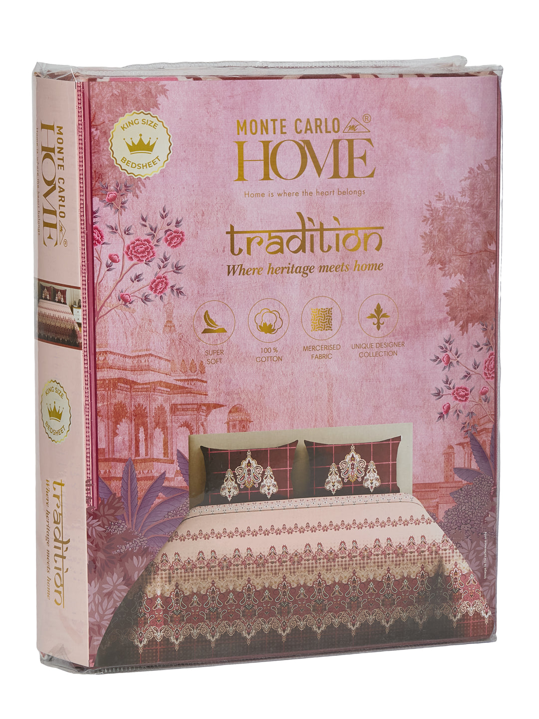 144 TC Pure Cotton King Size Bedsheet with 2 Pillow Covers Tradition Collection