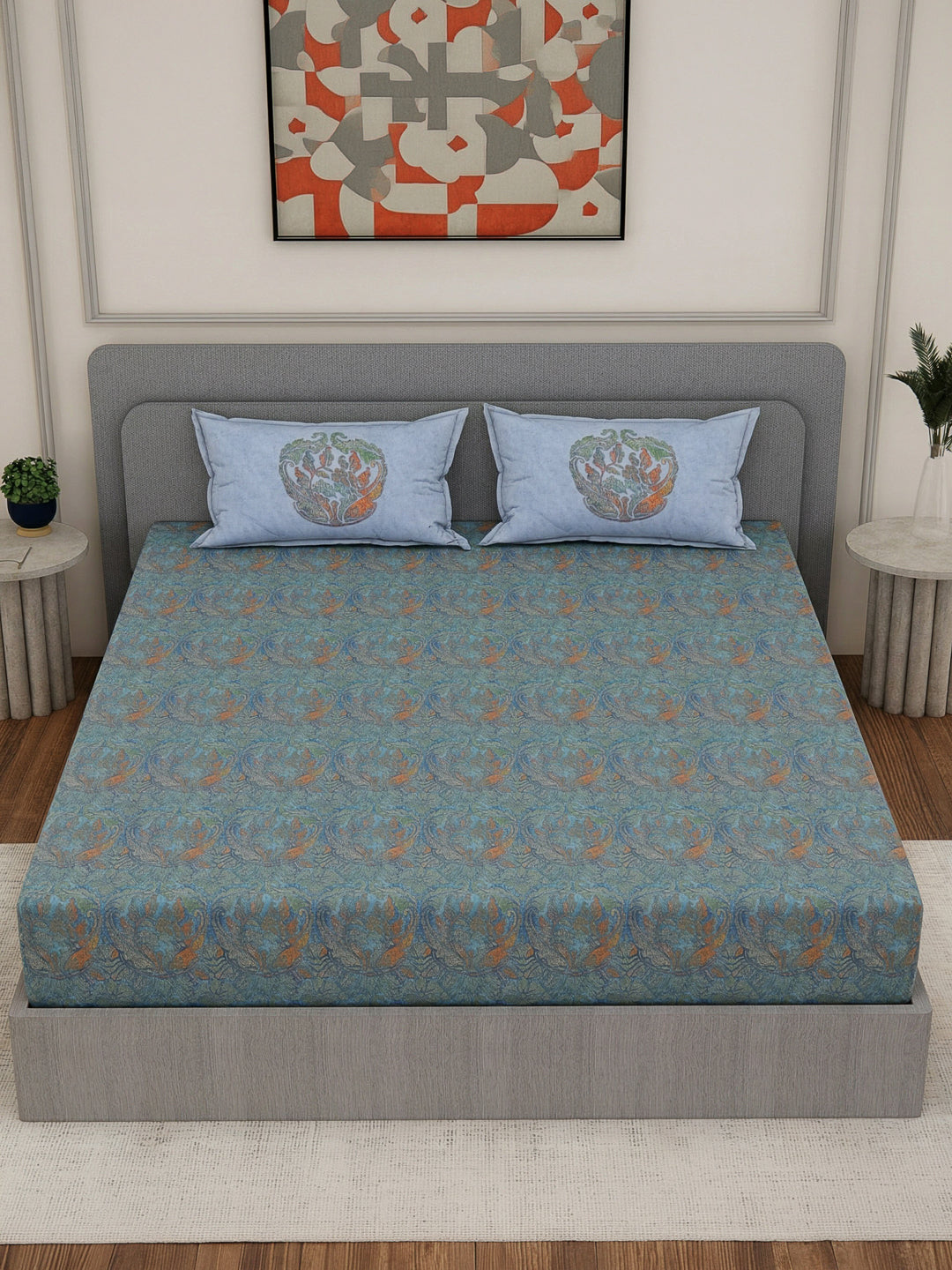 Premium 200 TC Pure Cotton King Size Bedsheet with 2 Pillow Covers Classique Unique Collection