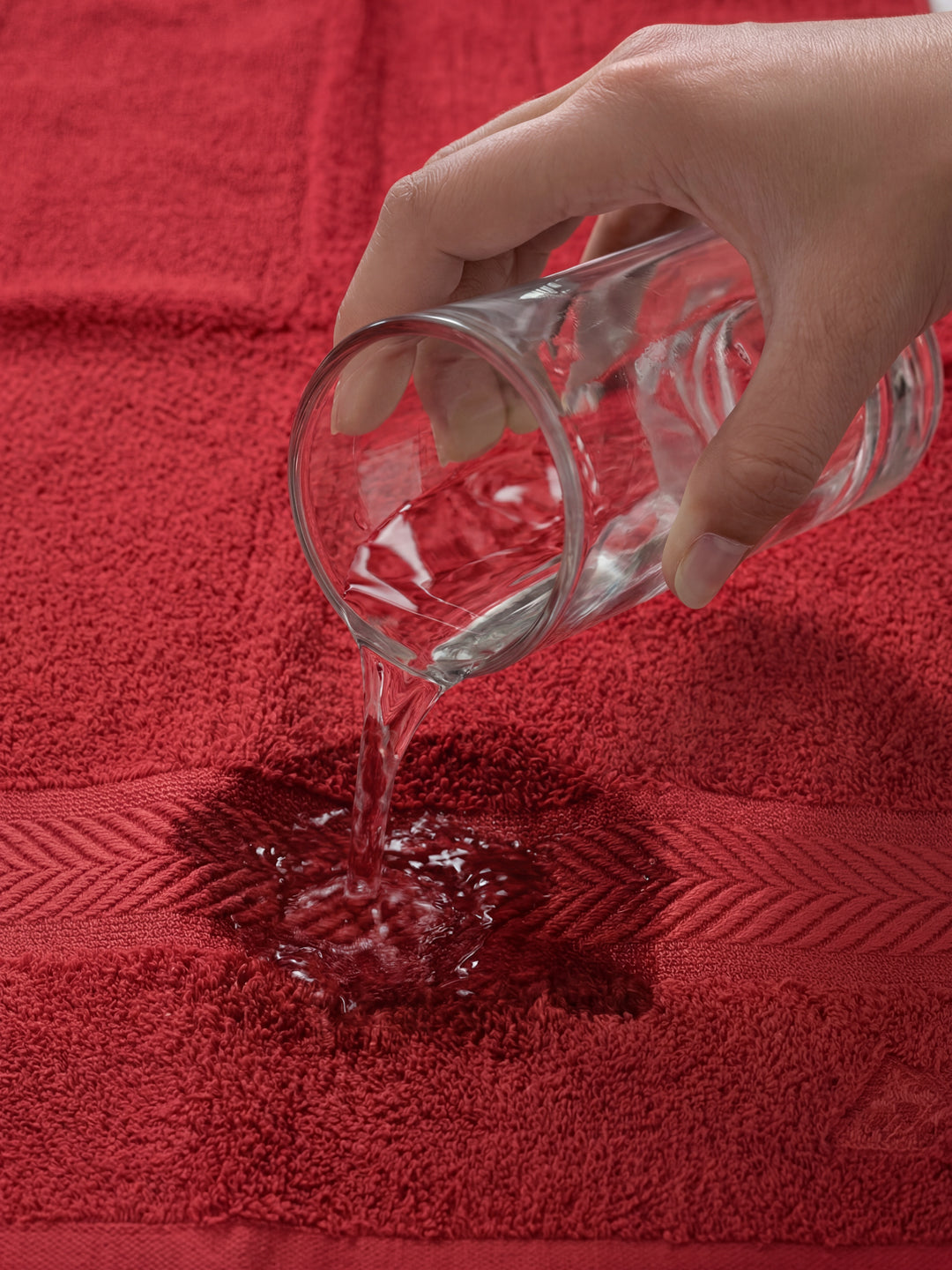 Premium Red 100% Cotton Solid 525 GSM Bath Towel Amber 1 Pc Pvc Pack