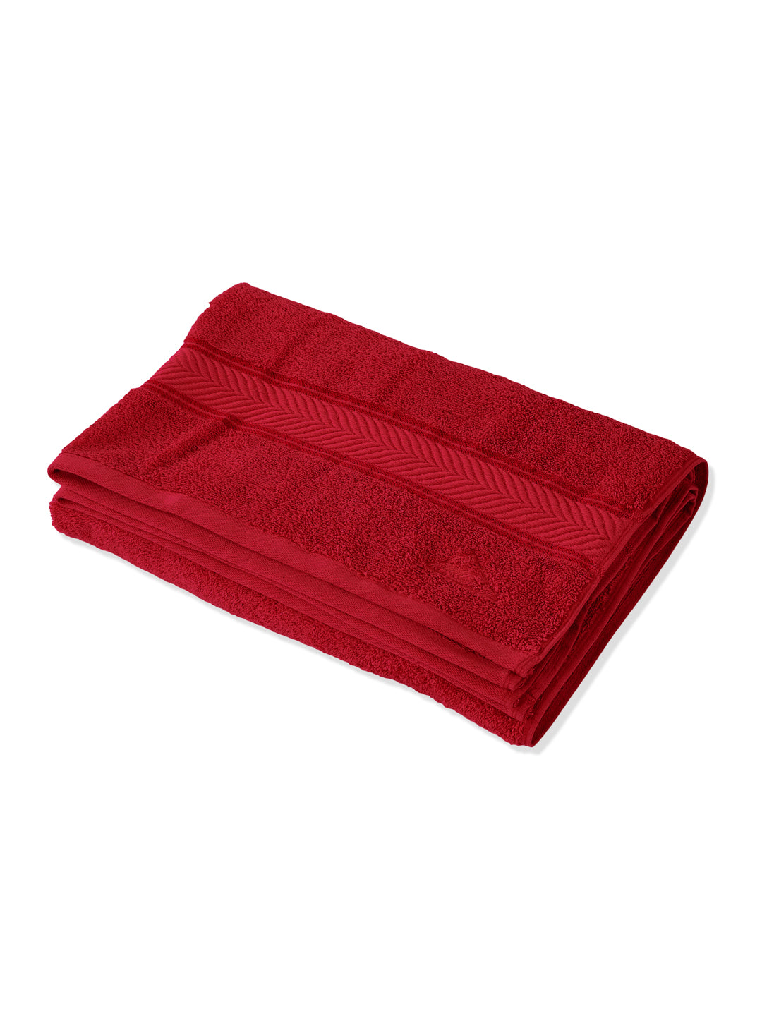 Premium Red 100% Cotton Solid 525 GSM Bath Towel Amber 1 Pc Pvc Pack
