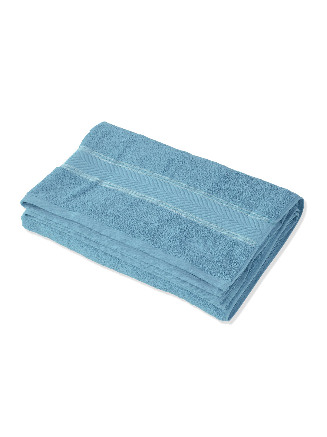 Premium Sky Blue 100% Cotton Solid 525 GSM Bath Towel Amber 1 Pc Pvc Pack