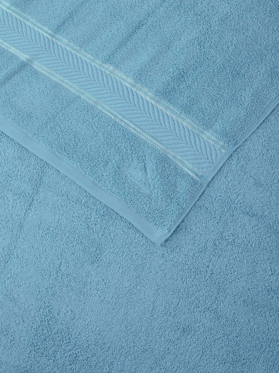 Premium Sky Blue 100% Cotton Solid 525 GSM Bath Towel Amber 1 Pc Pvc Pack