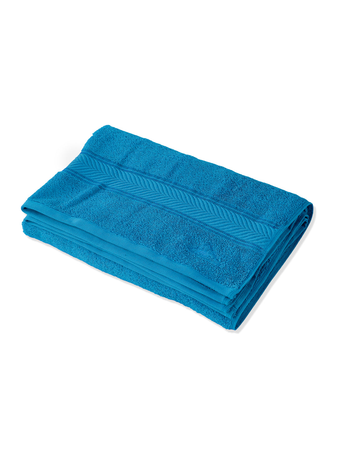 Premium Vivid Blue 100% Cotton Solid 525 GSM Bath Towel Amber 1 Pc Pvc Pack