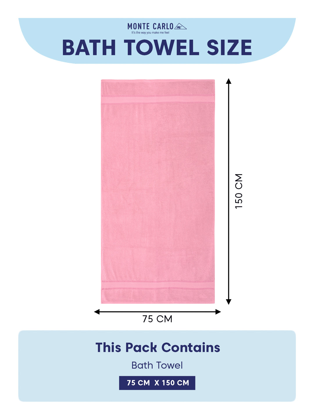 Premium Prism Pink 100% Cotton Solid 525 GSM Bath Towel Amber 1 Pc Pvc Pack