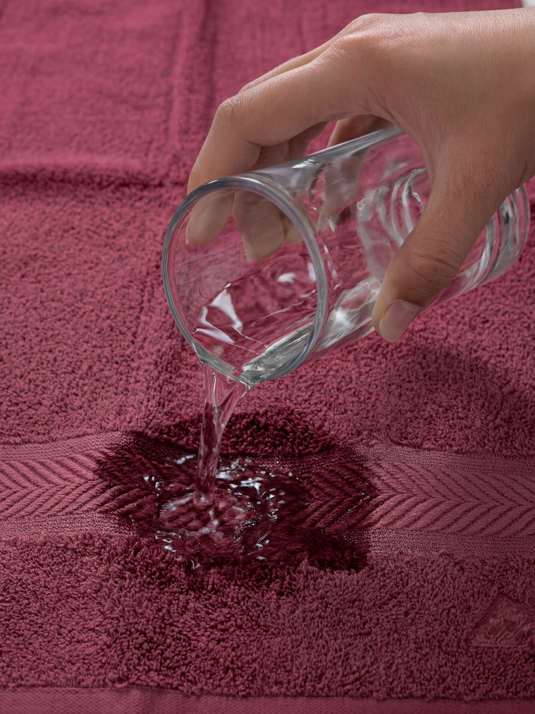 Premium Maroon 100% Cotton Solid 525 GSM Bath Towel Amber 1 Pc Pvc Pack