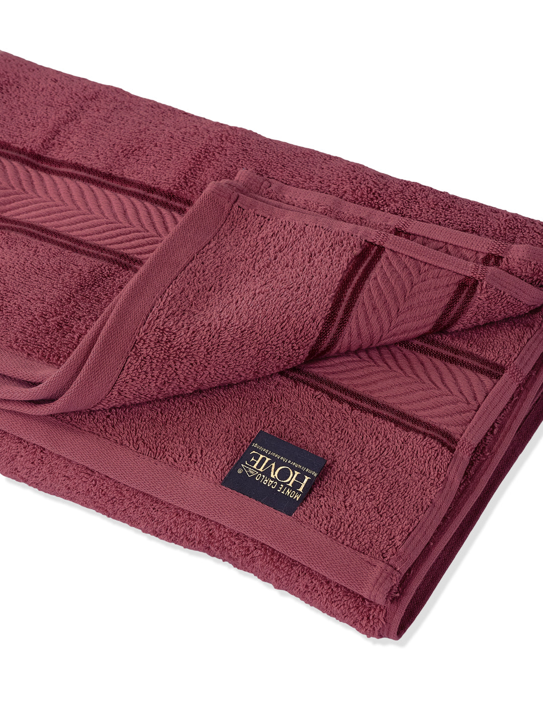 Premium Maroon 100% Cotton Solid 525 GSM Bath Towel Amber 1 Pc Pvc Pack