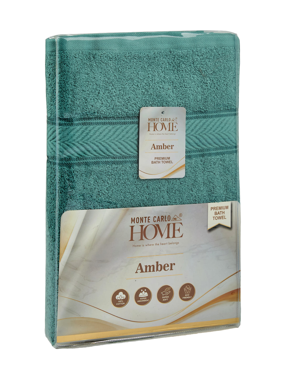 Premium Light Green 100% Cotton Solid 525 GSM Bath Towel Amber 1 Pc Pvc Pack