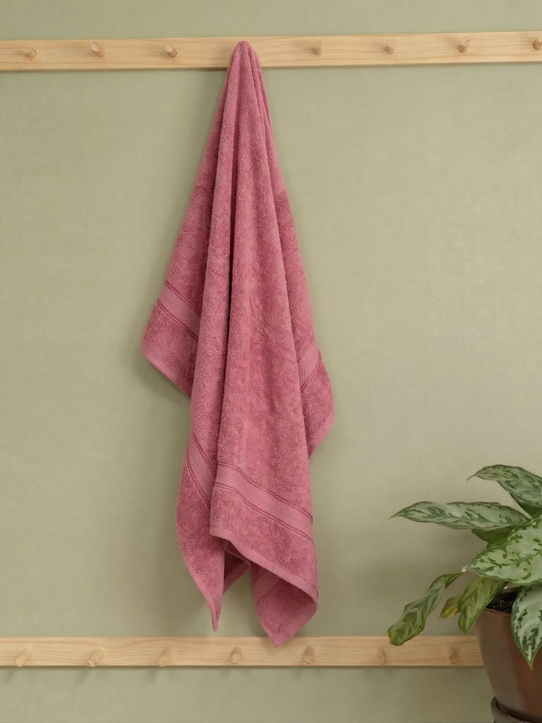 Premium Dusty Rose 100% Cotton Solid 525 GSM Bath Towel Amber 1 Pc Pvc Pack