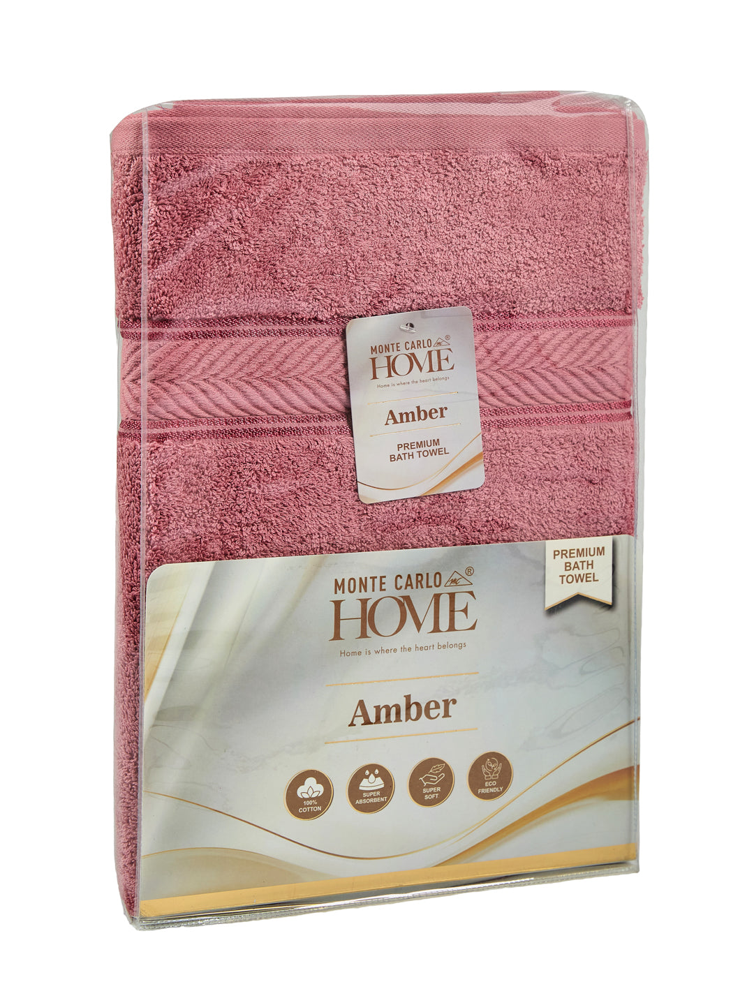 Premium Dusty Rose 100% Cotton Solid 525 GSM Bath Towel Amber 1 Pc Pvc Pack