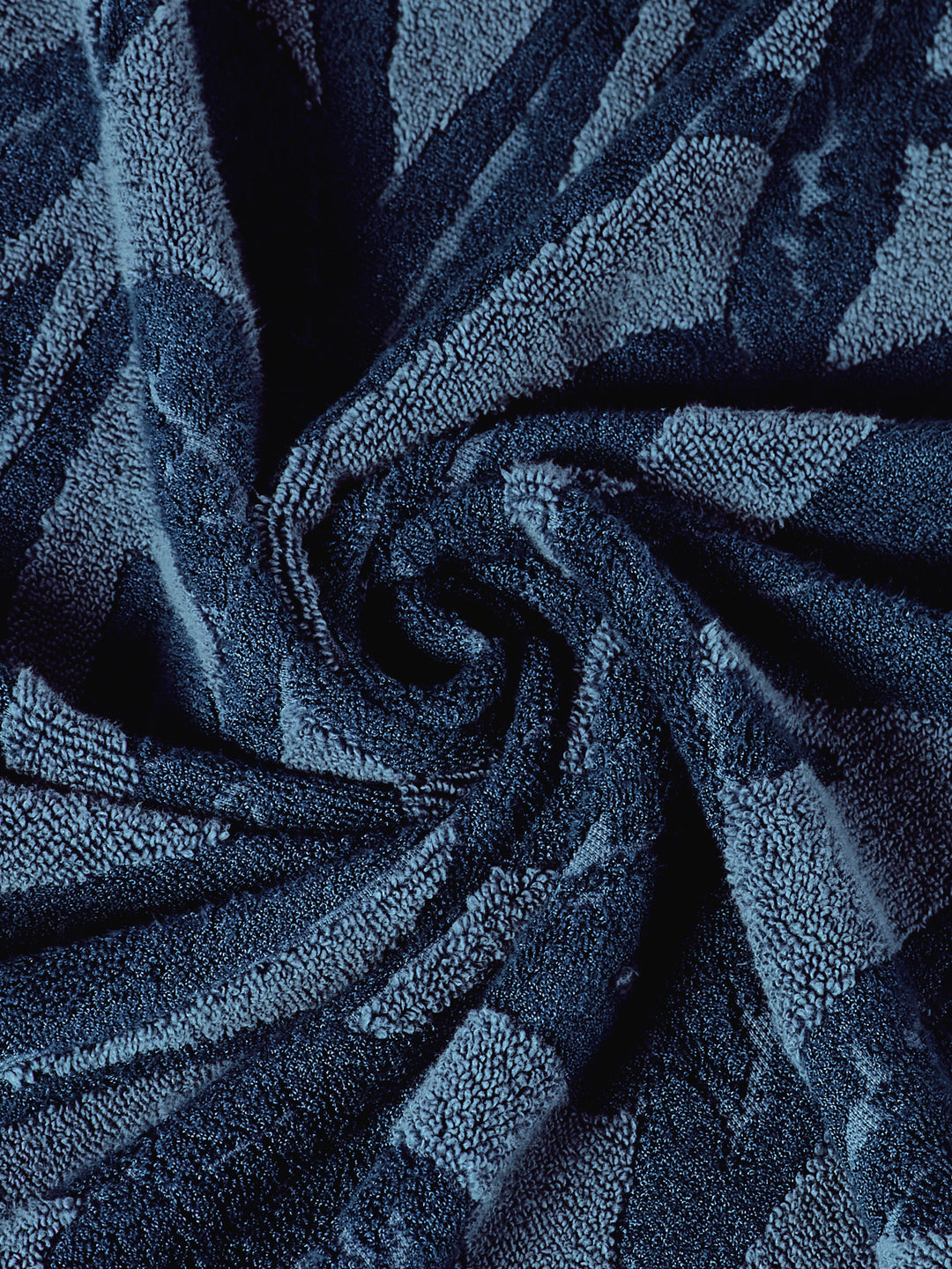 Luxury Navy Blue Bamboo Cotton Self Design 630 GSM Bath Towel Eco Bamboo Bliss 1 Pc Pvc