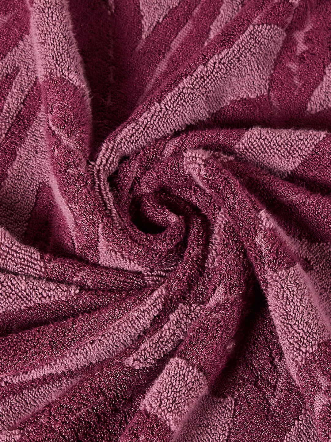 Luxury Burgundy Bamboo Cotton Self Design 630 GSM Bath Towel Eco Bamboo Bliss 1 Pc Box Pack